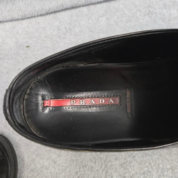 Prada Sport Black Leather Loafers Size 11 - Picture 9 of 10